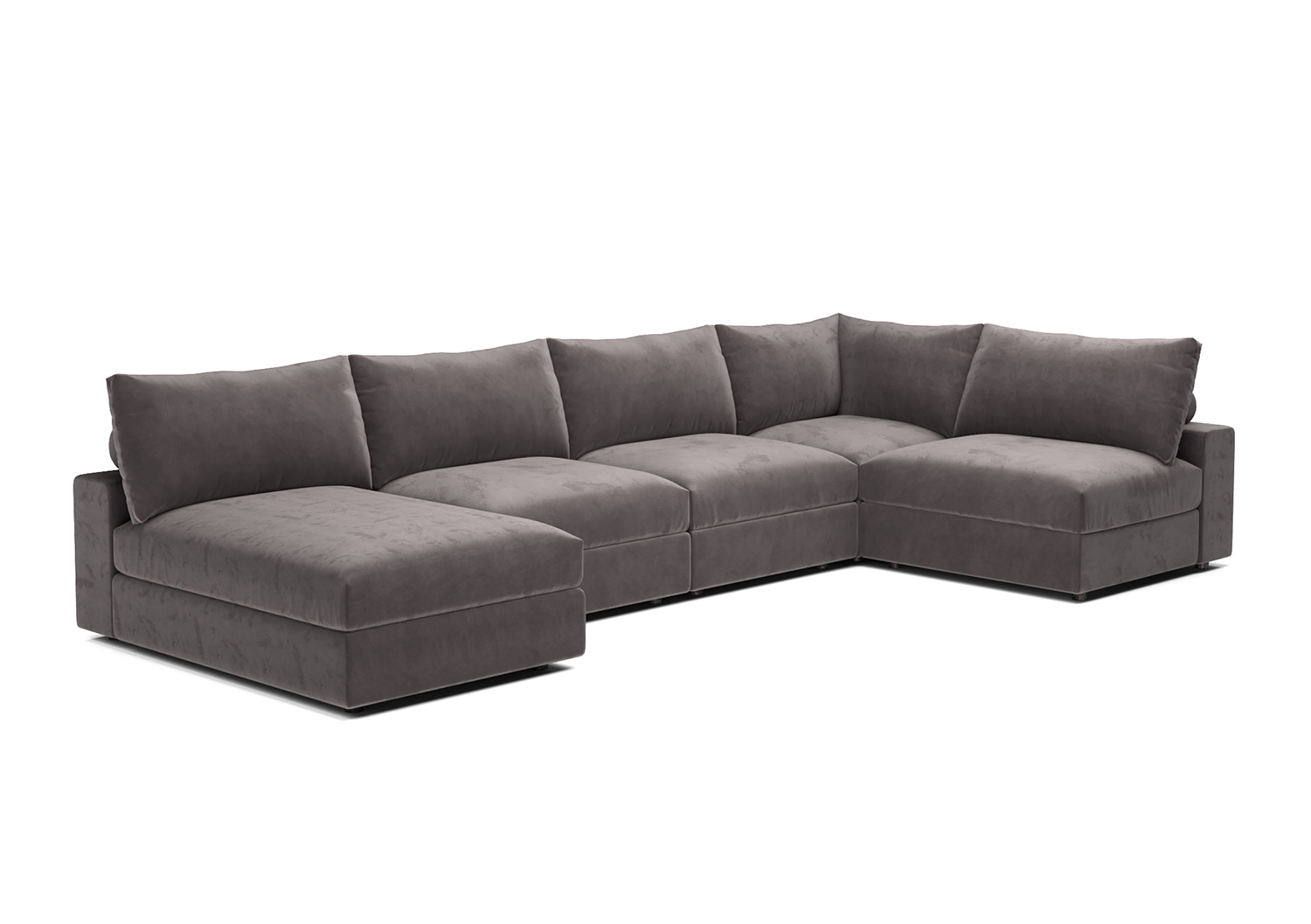 Таити, модульный диван, Bella 42 ткань Микровелюр цвет Серый механизм трансформации Без механизма