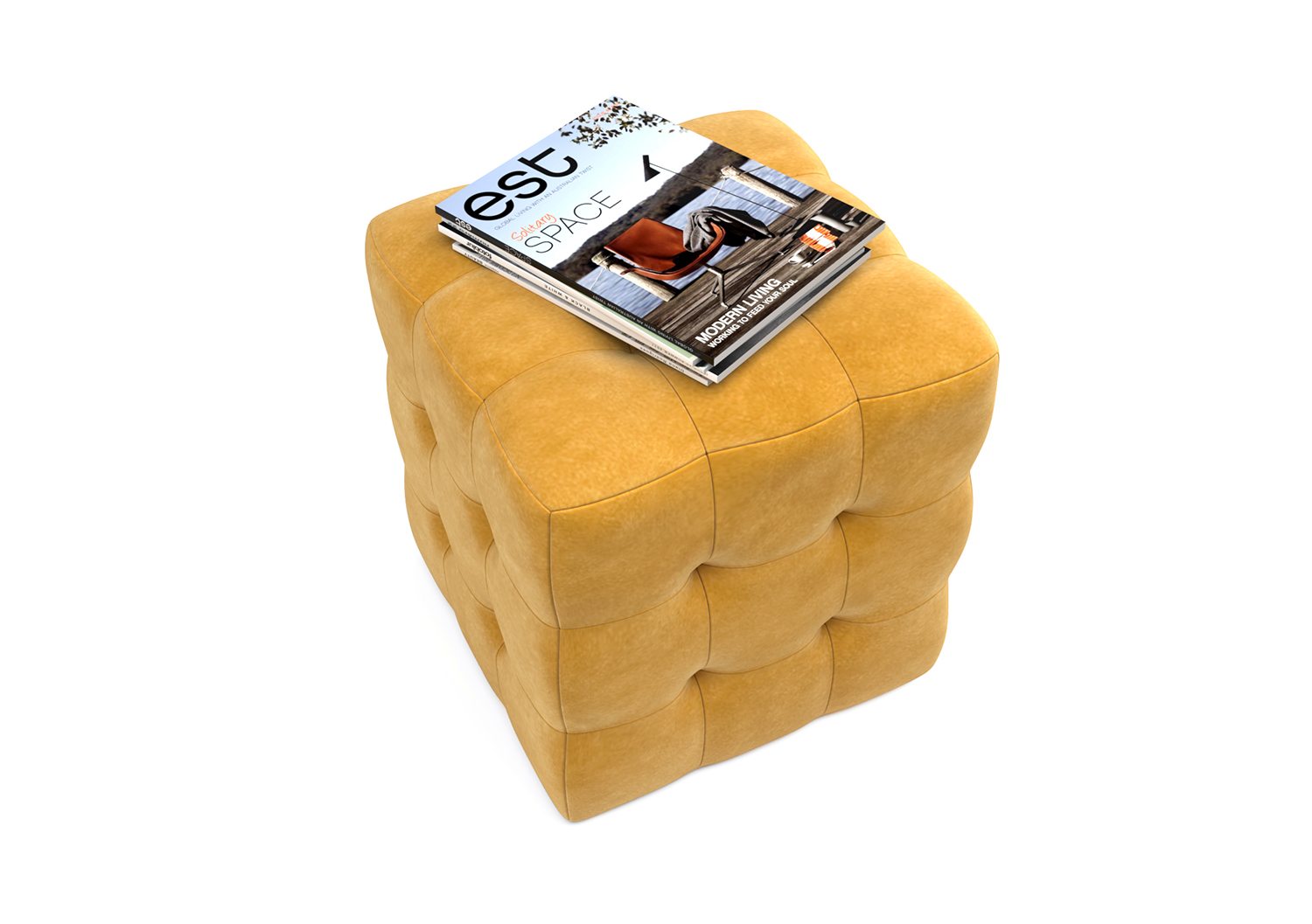 Куб, пуф, Formula 560 ткань Микровелюр цвет Желтый механизм трансформации Без механизма