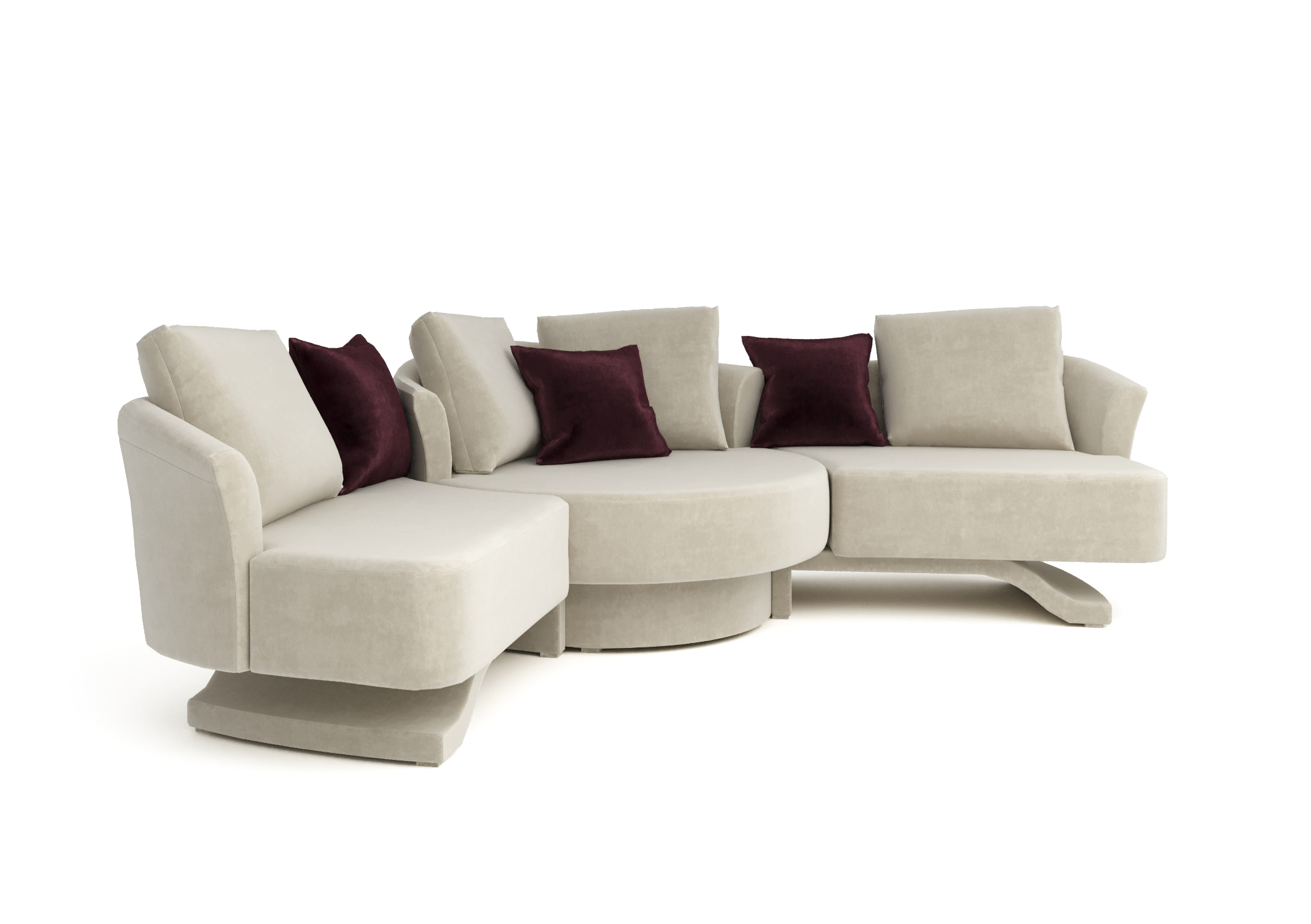 Монплезир, эркерный диван, Lambi 01 ткань Микровелюр цвет Белый механизм трансформации Без механизма изображение 2