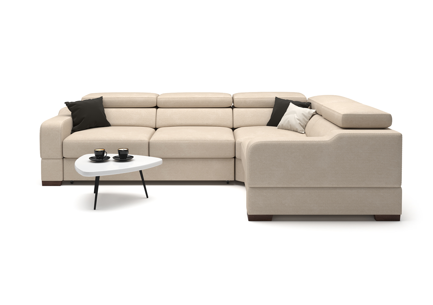 Денвер, угловой диван, Mocka 36 ткань Искусственная замша цвет Бежевый механизм трансформации Высоковыкатной изображение 3