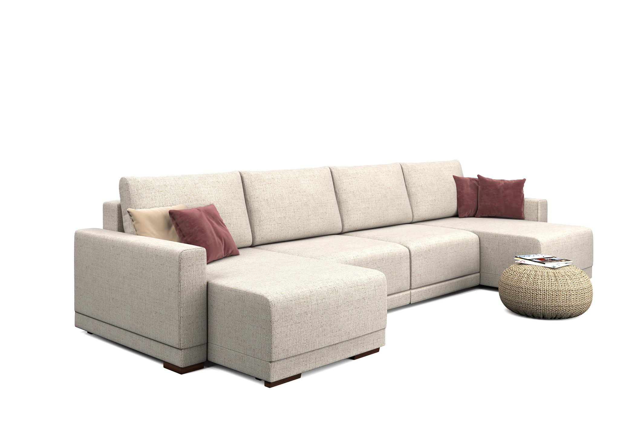 Мартин, модульный диван, Status 02 ткань Шенилл цвет Белый механизм трансформации Еврокнижка