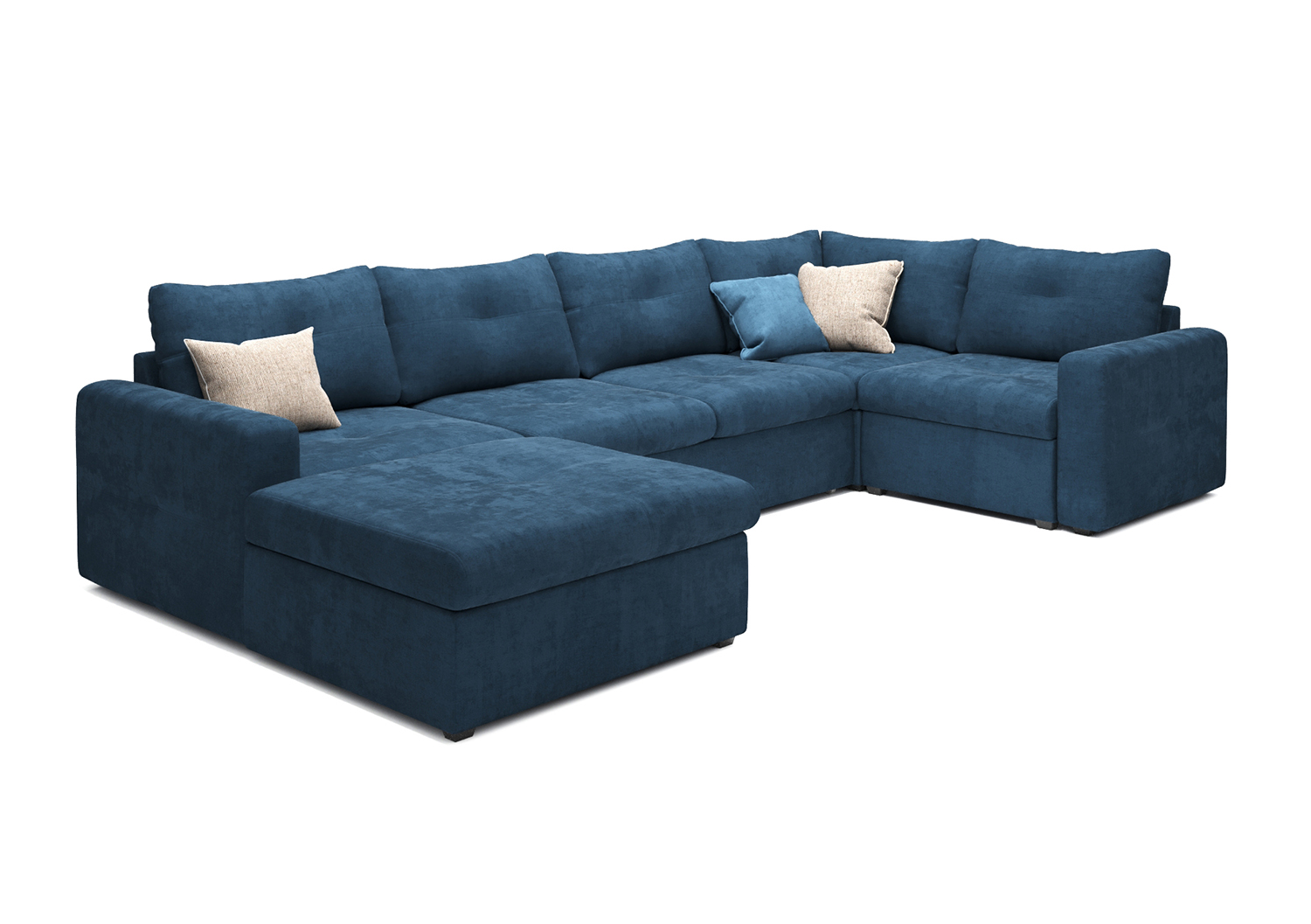 Турин, модульный диван, Fly 13 ткань Микровелюр цвет Синий механизм трансформации Дельфин