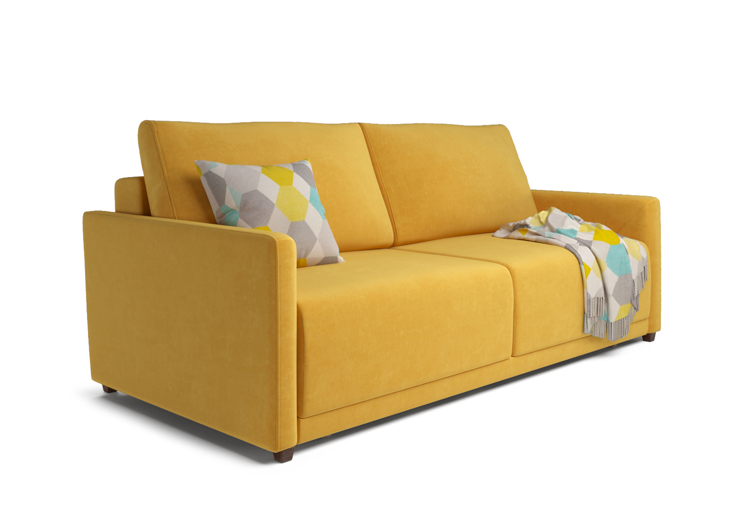 Адель, прямой диван, Miss 83 ткань Шенилл цвет Желтый механизм трансформации Еврокнижка