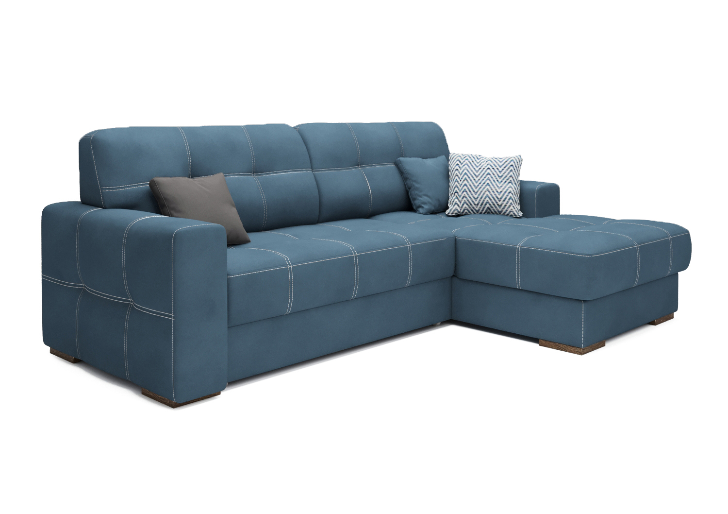 Барни, угловой диван, Mocka 15 ткань Искусственная замша цвет Синий механизм трансформации Дельфин