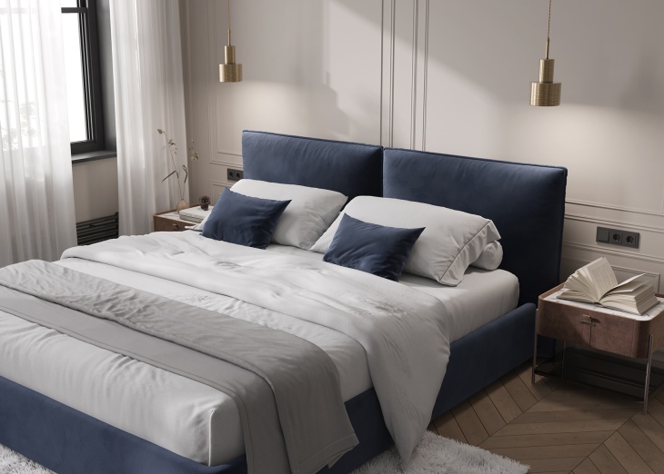 Моне, кровать с подъёмным механизмом, Latifa harbor blue