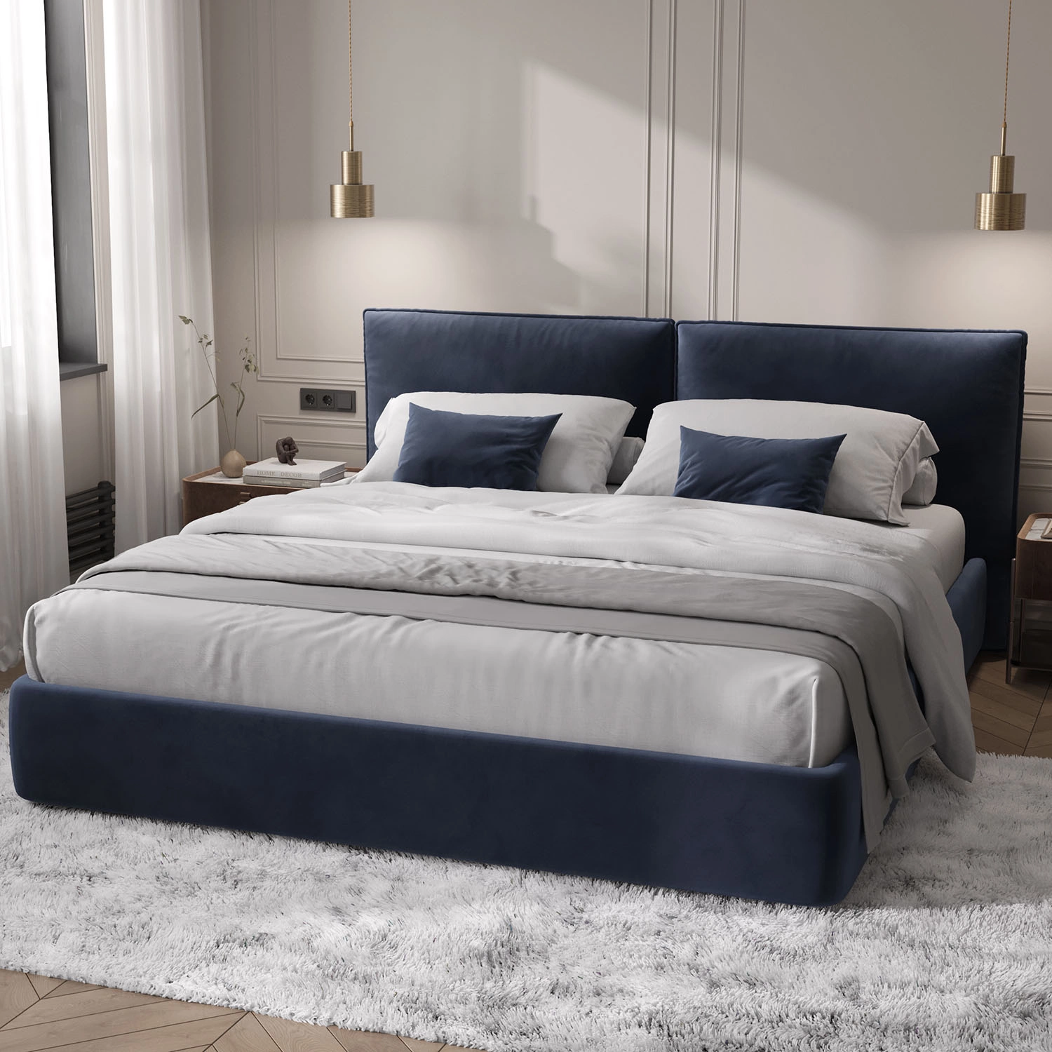 Моне, кровать с подъёмным механизмом, Latifa harbor blue